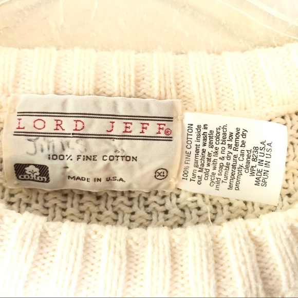 Vintage Lord Jeff 100% Cotton Cable Knit Crew XL - Picture 3 of 8